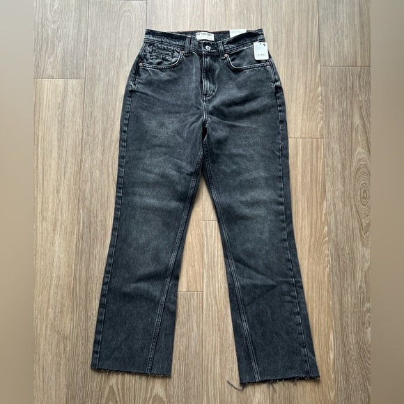 Free People We The Free Xena High Rise Slim Straight Leg Black Wash Size 28 - Picture 1 of 9